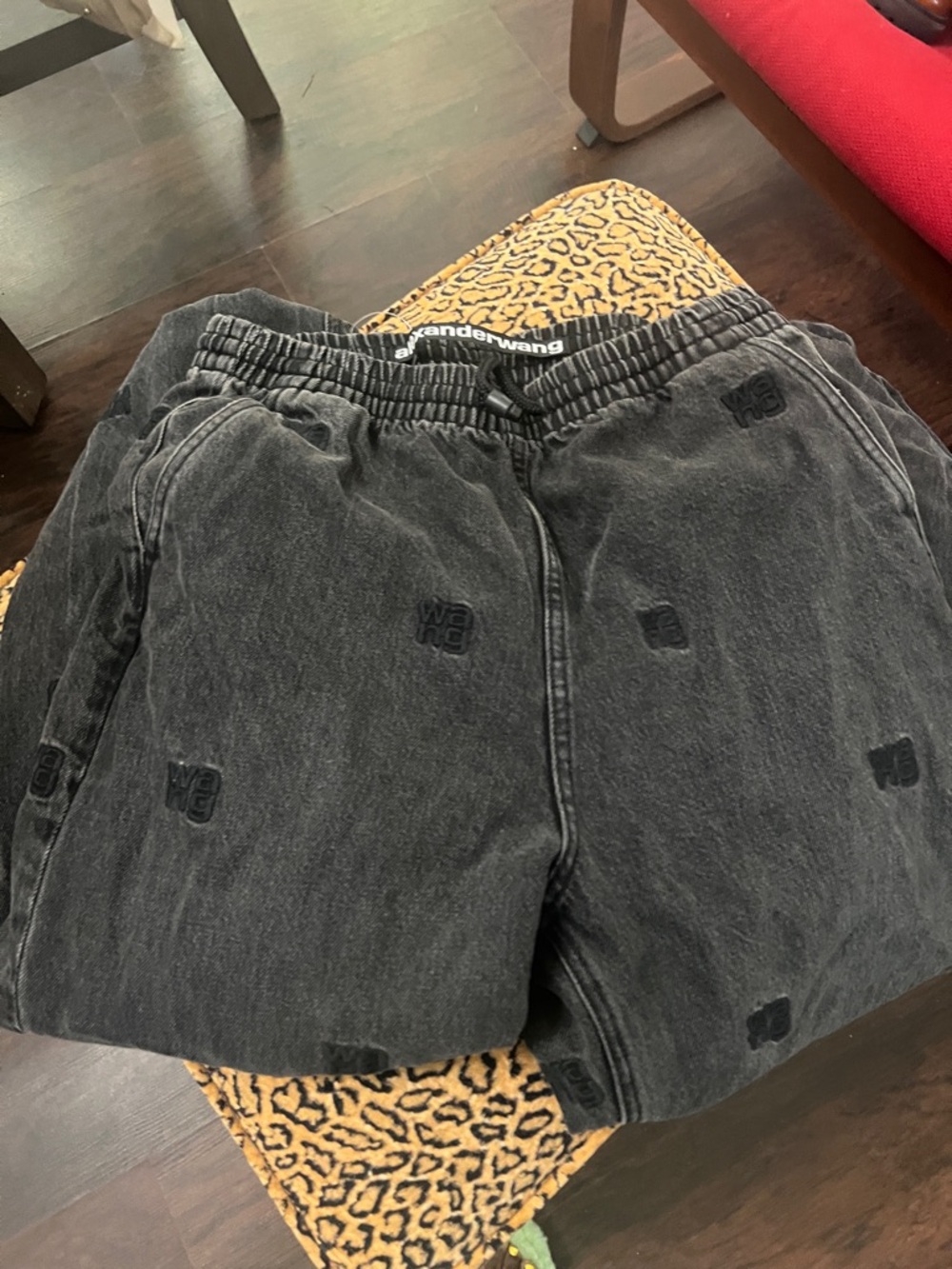 Alexander Wang Black Washed Logo Embroidered Jeans